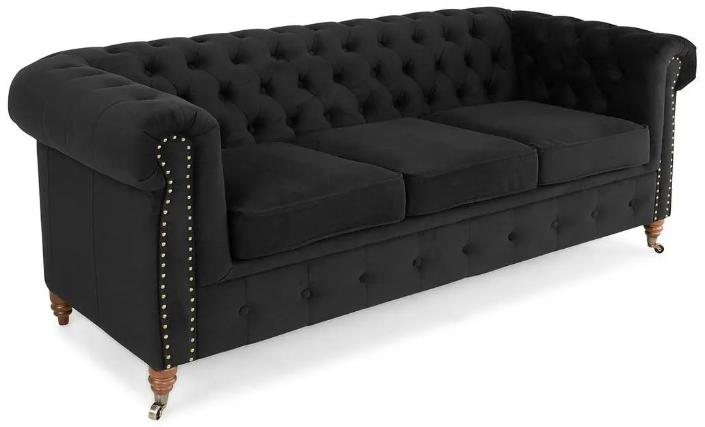 Canapea extensibila Inspira Furniture Oxford 3 Seater with Casters 129x187 Riviera 100 (Black)
