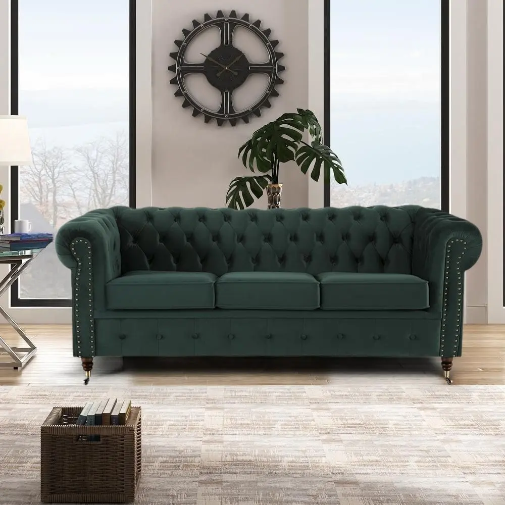 Canapea extensibila Inspira Furniture Oxford 3 Seater with Casters 129x187 Riviera 38 (Dark Green)