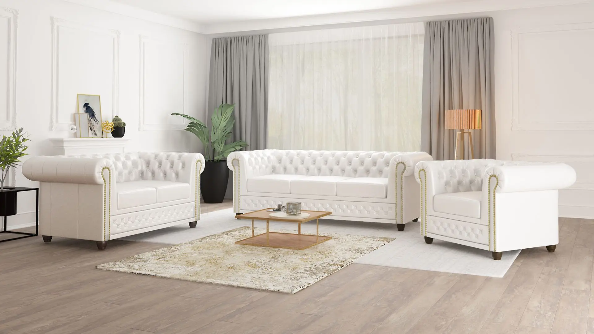 Canapea extensibila Inspira Furniture York 2 Seater 81x187 MG 0 (White)