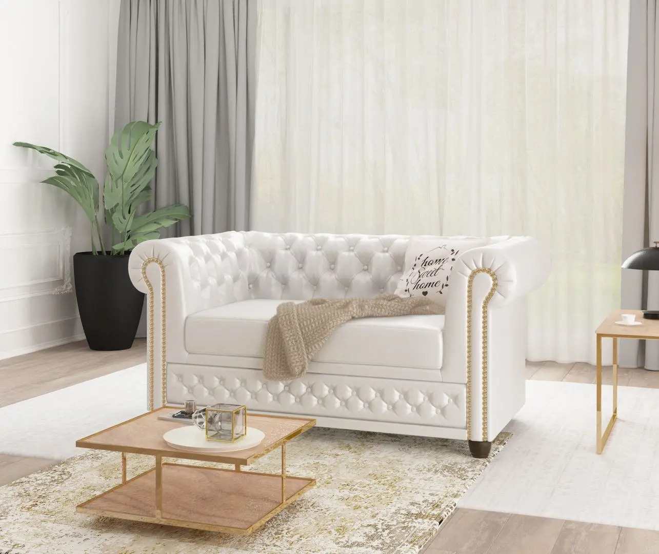 Canapea extensibila Inspira Furniture York 2 Seater 81x187 MG 0 (White)