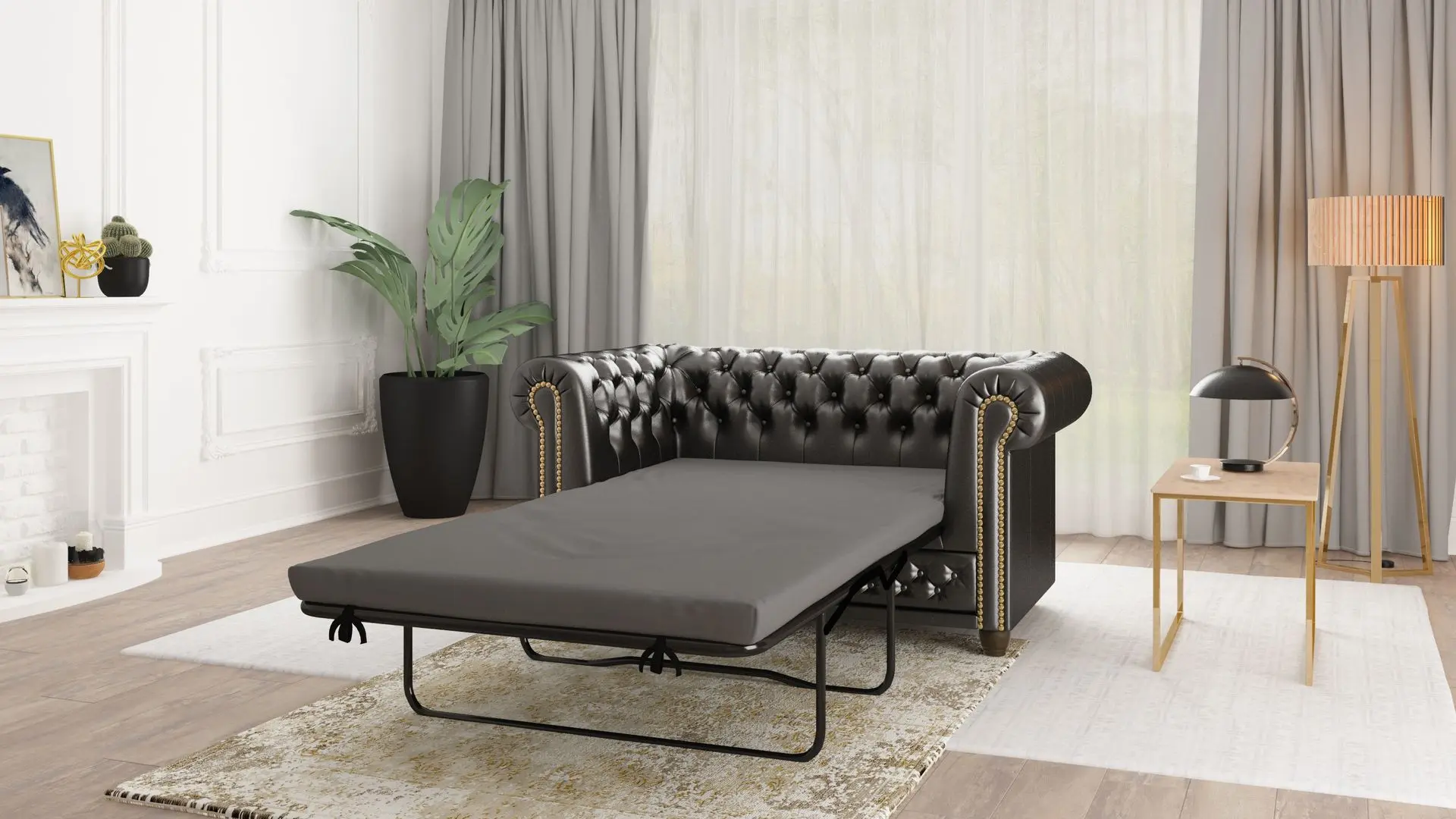 Canapea extensibila Inspira Furniture York 2 Seater 81x187 MG 13 (Black)