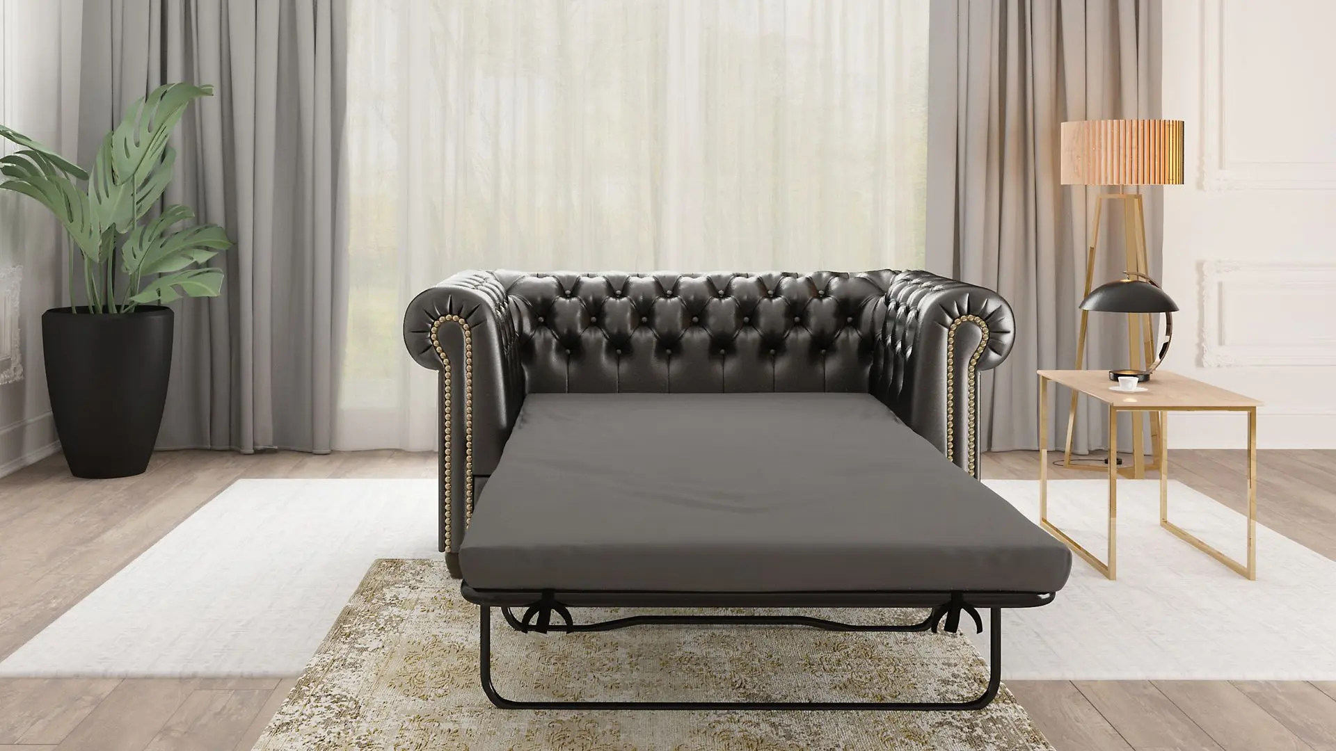 Canapea extensibila Inspira Furniture York 2 Seater 81x187 MG 13 (Black)