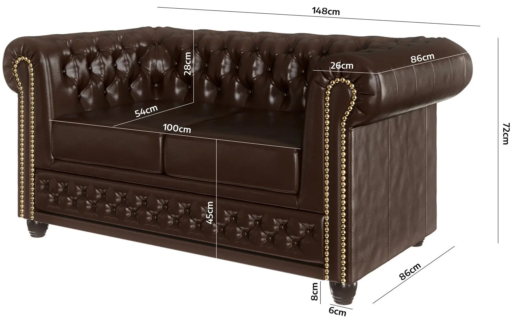 Canapea extensibila Inspira Furniture York 2 Seater 81x187 MG 47 (Brown)