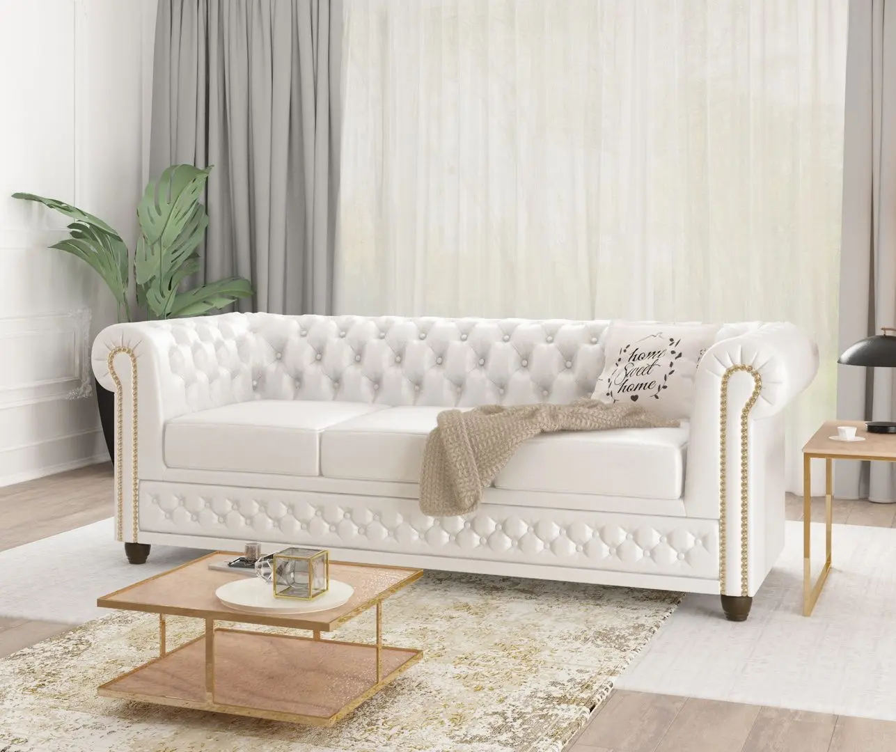 Canapea extensibila Inspira Furniture York 3 Seater 129x187 MG 0 (White)