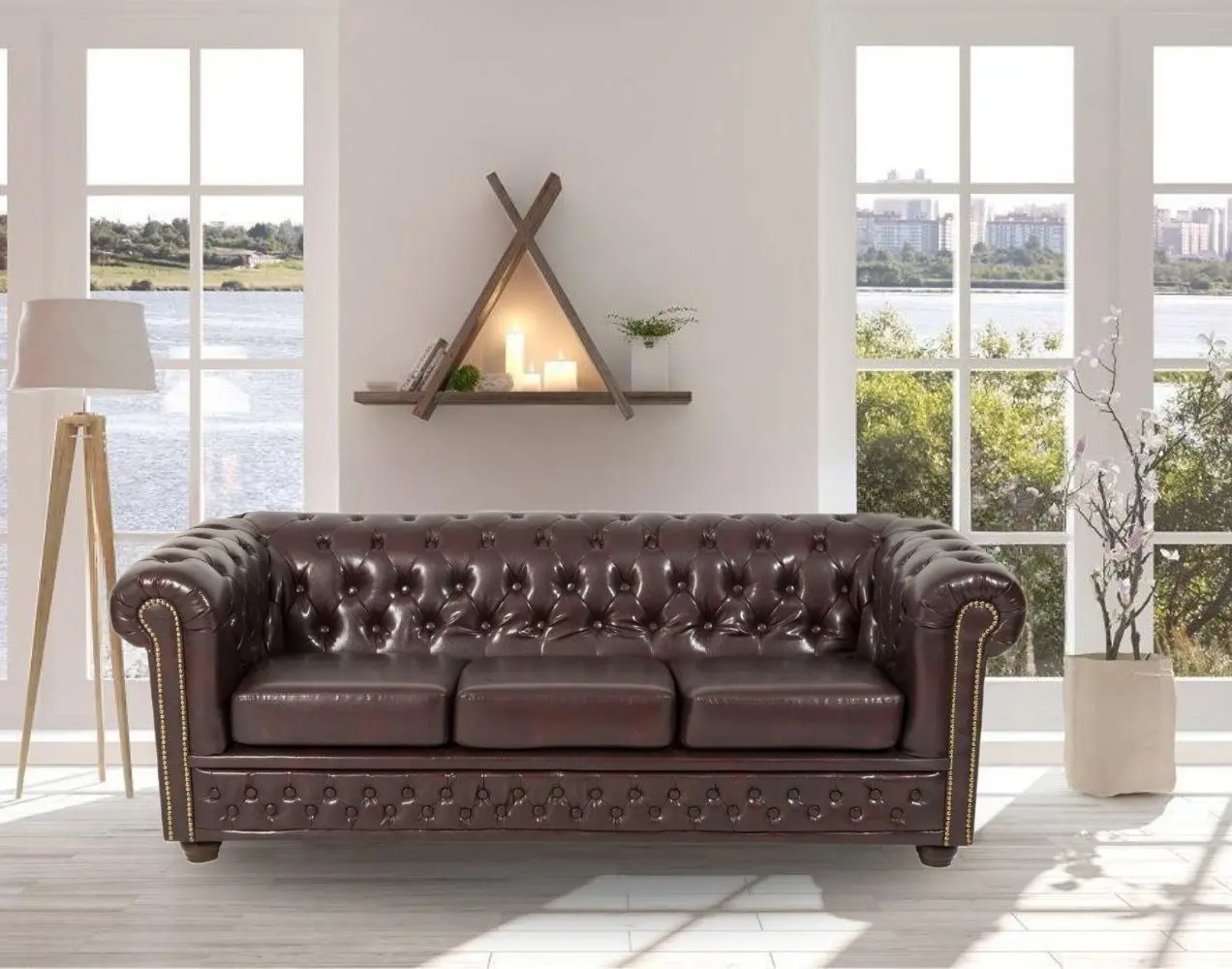 Canapea extensibila Inspira Furniture York 3 Seater 129x187 MG 10 (Light Brown)