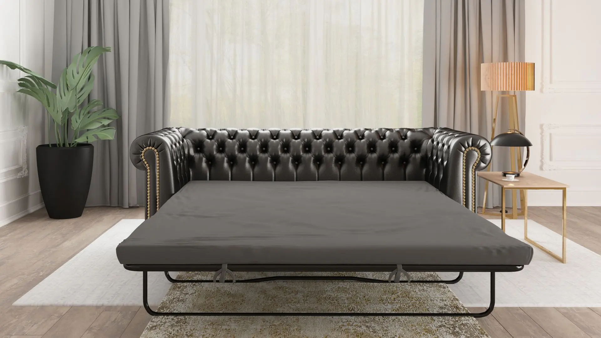 Canapea extensibila Inspira Furniture York 3 Seater 129x187 MG 13 (Black)