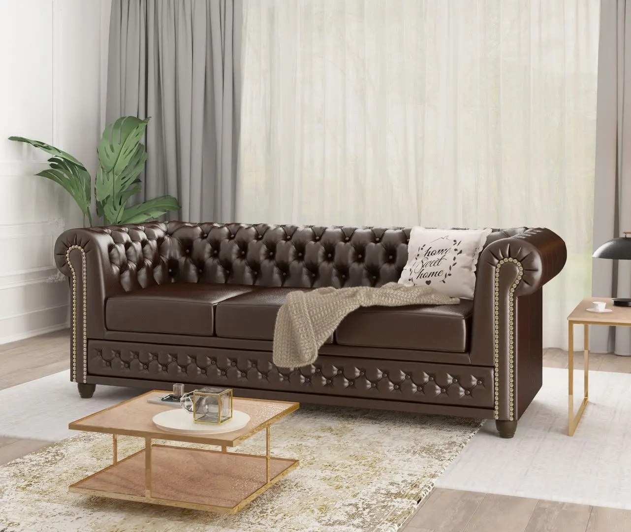 Canapea extensibila Inspira Furniture York 3 Seater 129x187 MG 14 (Chocolate)