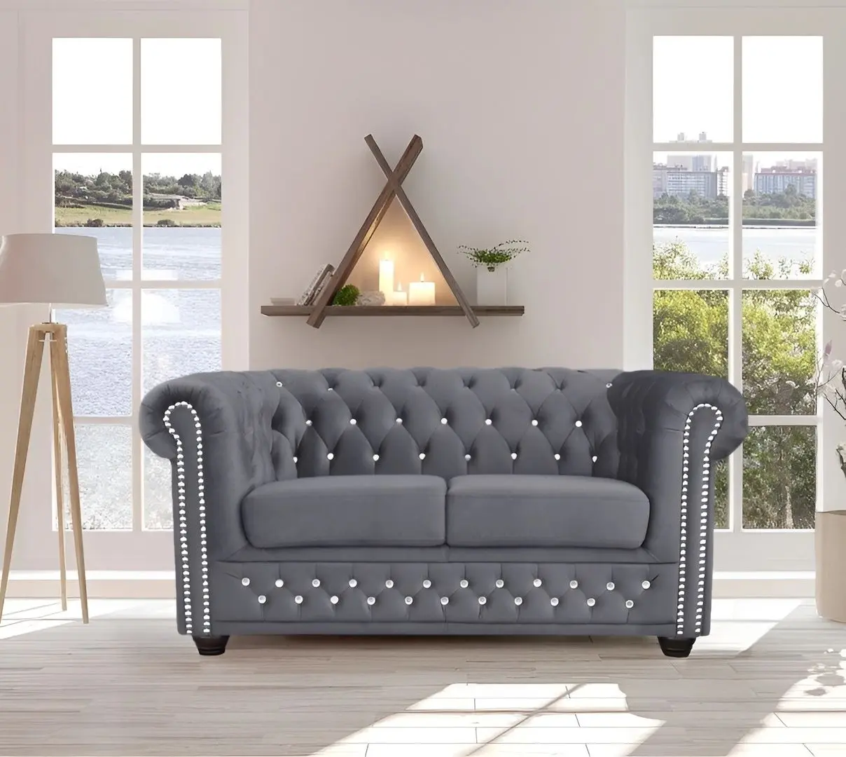 Canapea extensibila Inspira Furniture York Blink 2 Seater 81x187 Amore 32 (Anthracite)