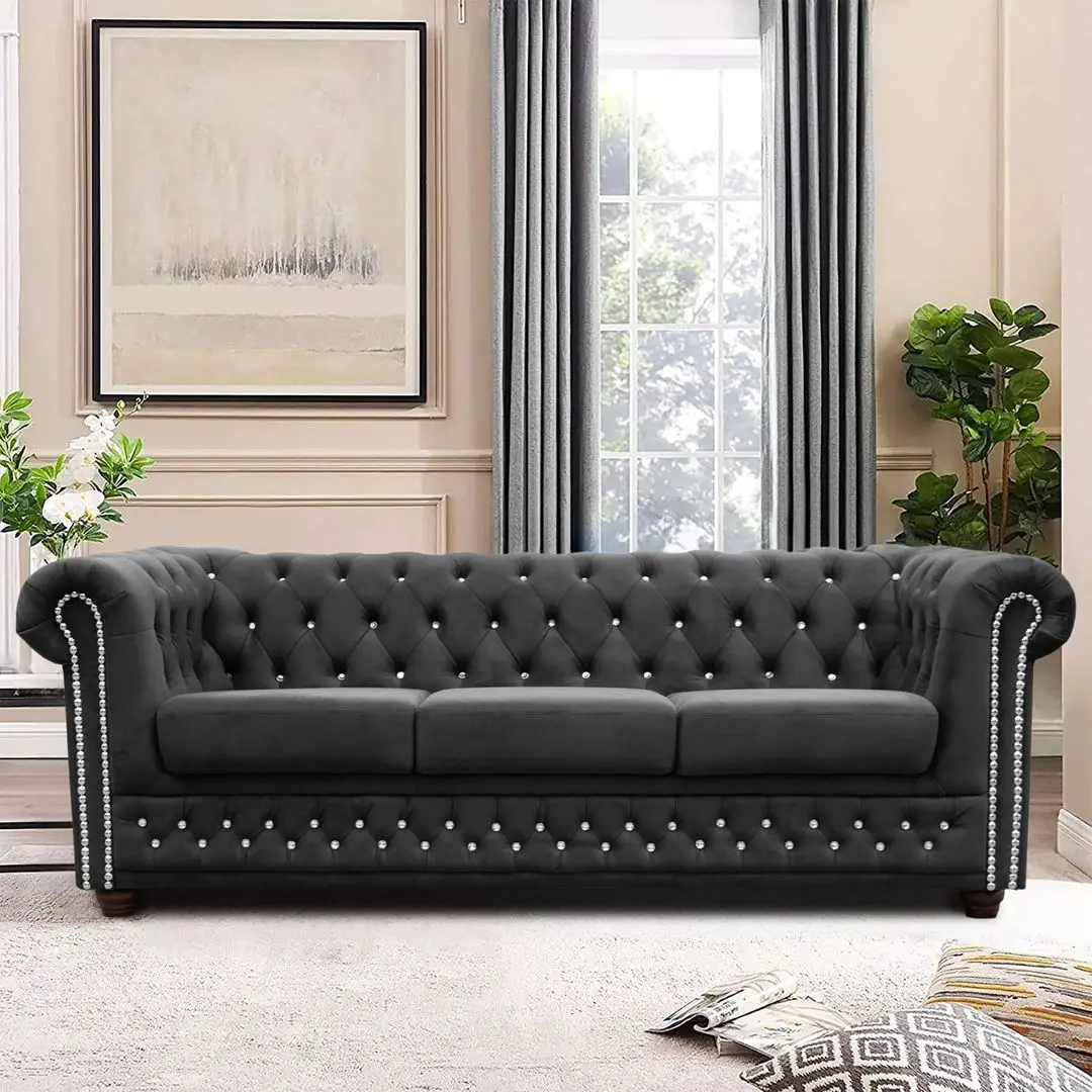 Canapea extensibila Inspira Furniture York Blink 3 Seater 129x187 Amore 104 (Gray)