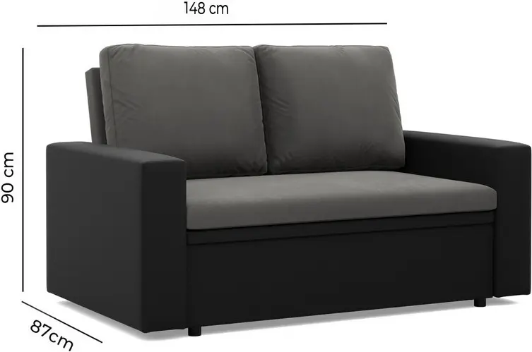 Диван Magnifico Meble Luna 148x90x87 Lawa 17/Real 11 (Dark Grey/Black) - 8