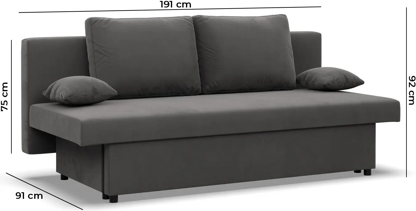 Canapea Magnifico Meble Nola Bonell Mikrofaza 15/Mikrofaza 27 (Black/Grey)