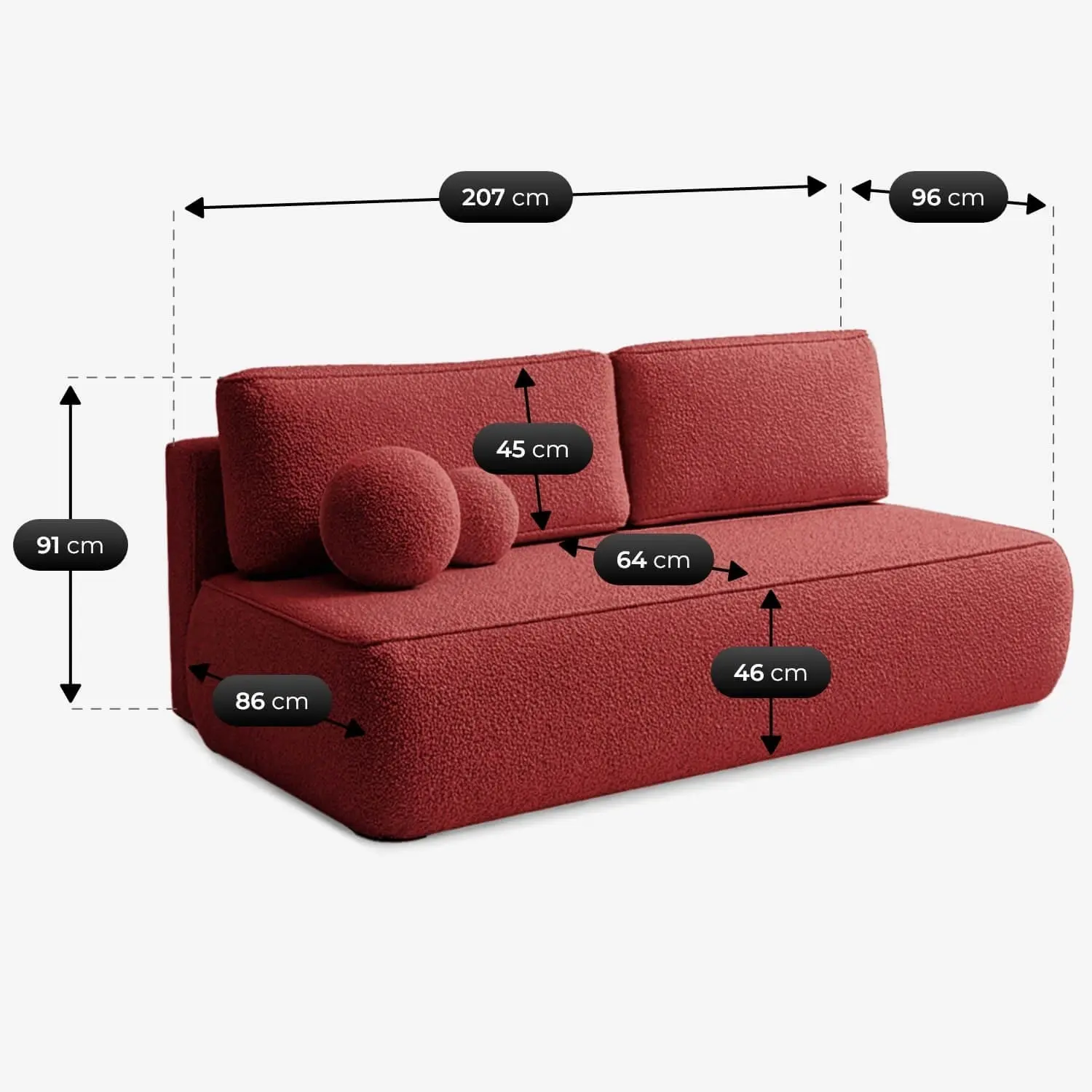Диван Mebel Elite Arveto Boucle (Bordeaux) - 7