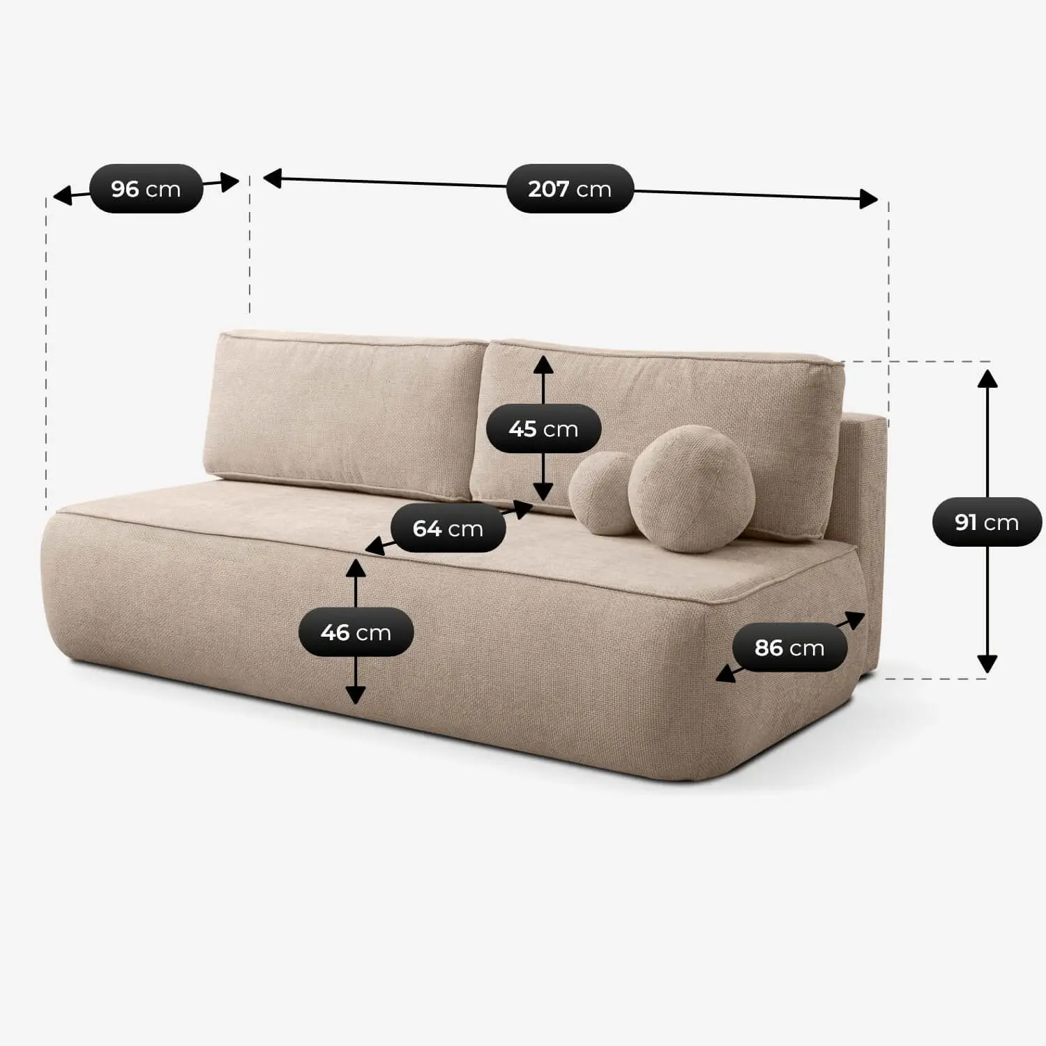 Canapea Mebel Elite Arveto Chenille (Beige) - 7