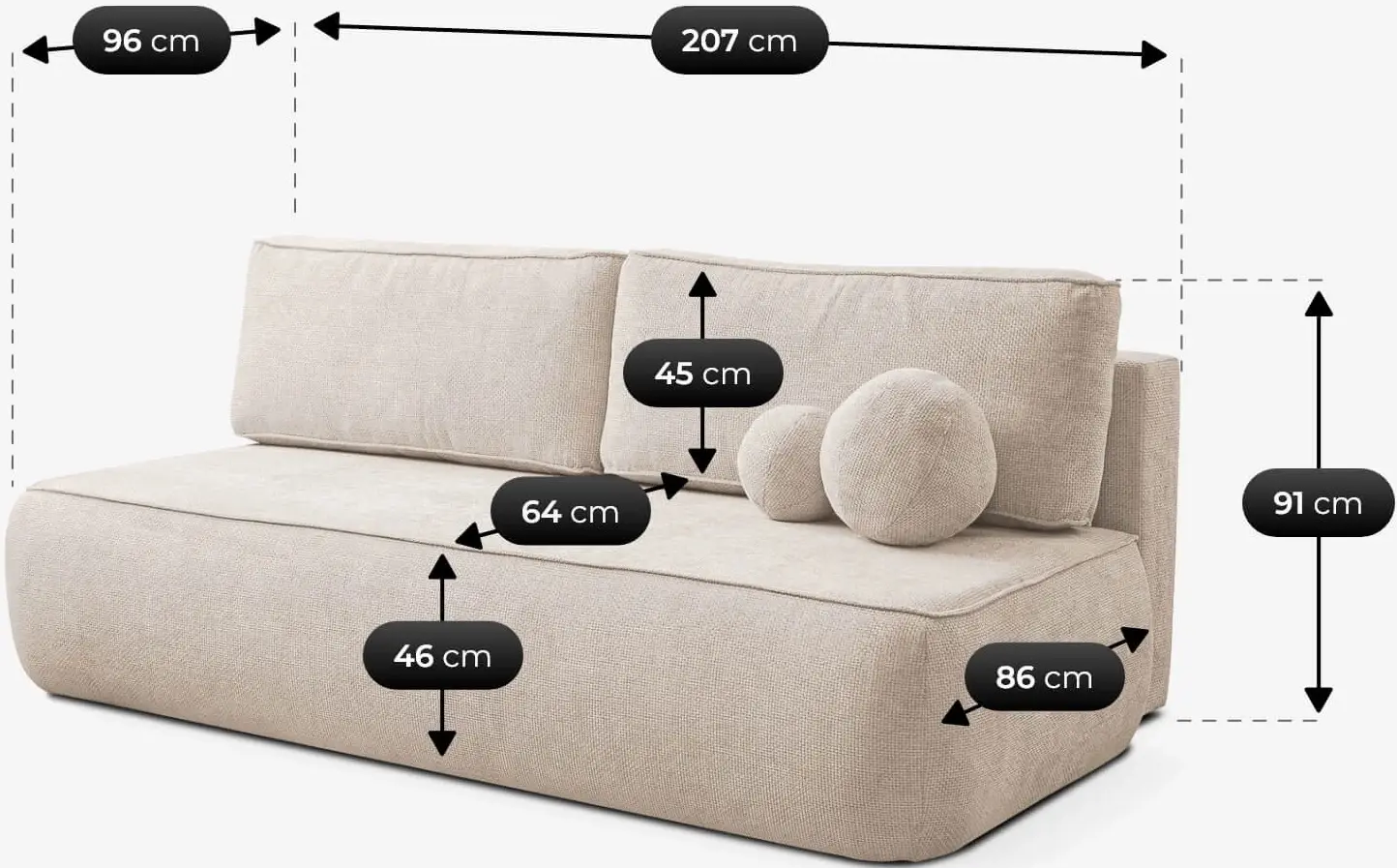 Диван Mebel Elite Arveto Flow 3 (Cream) - 6