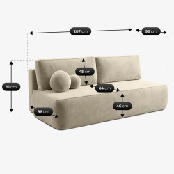 Canapea Mebel Elite Arveto Velour (Cream) Thumb