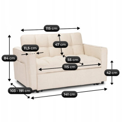 Canapea Mebel Elite Aster do Spania (Beige) Thumb