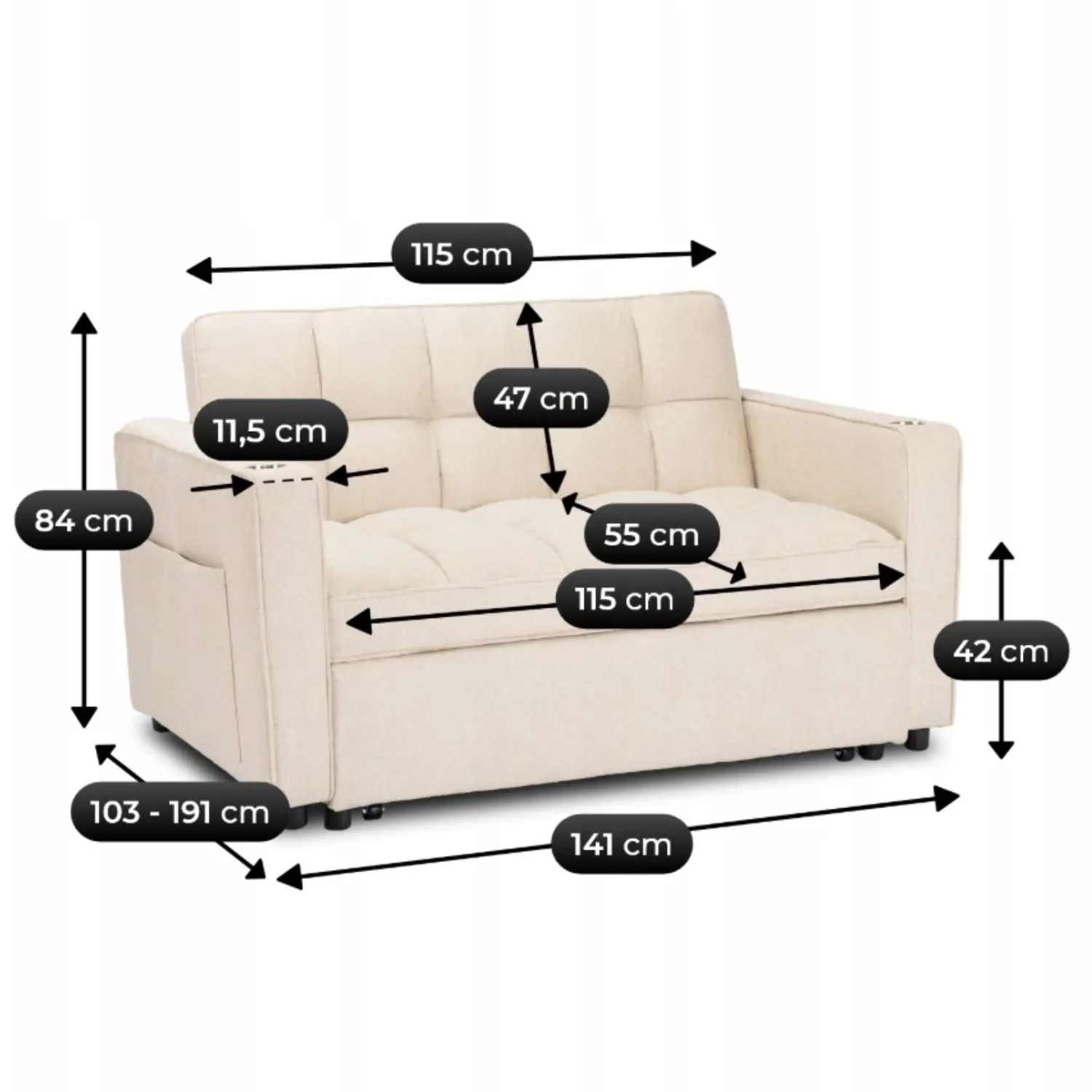 Canapea Mebel Elite Aster do Spania (Beige) - 15