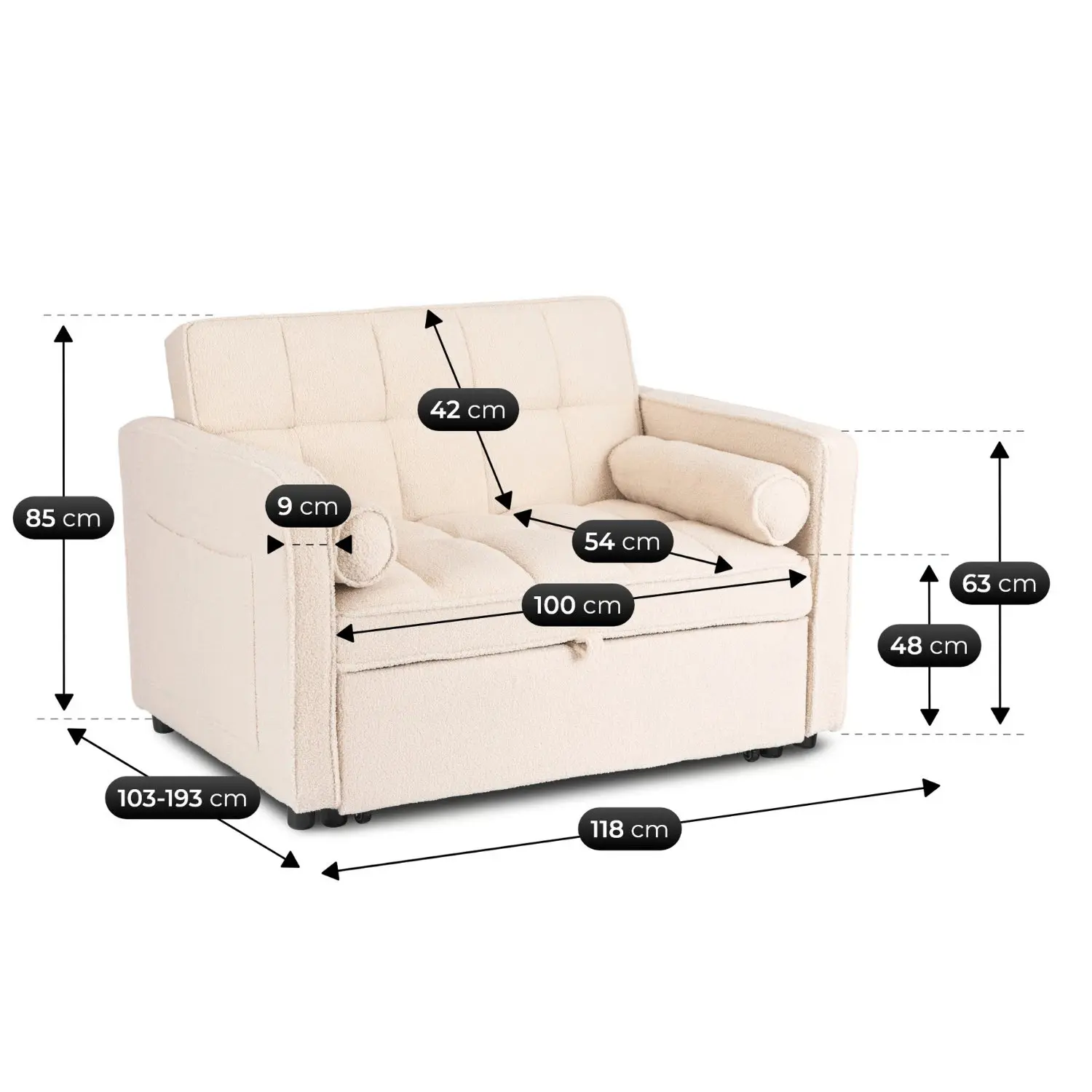 Canapea Mebel Elite Corra do Spania Boucle (Beige) - 7