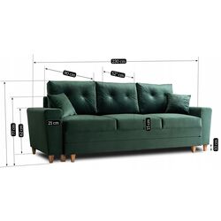 Диван Mebel Elite Emil Velluto 10 (Green/Natural Oak) Thumb