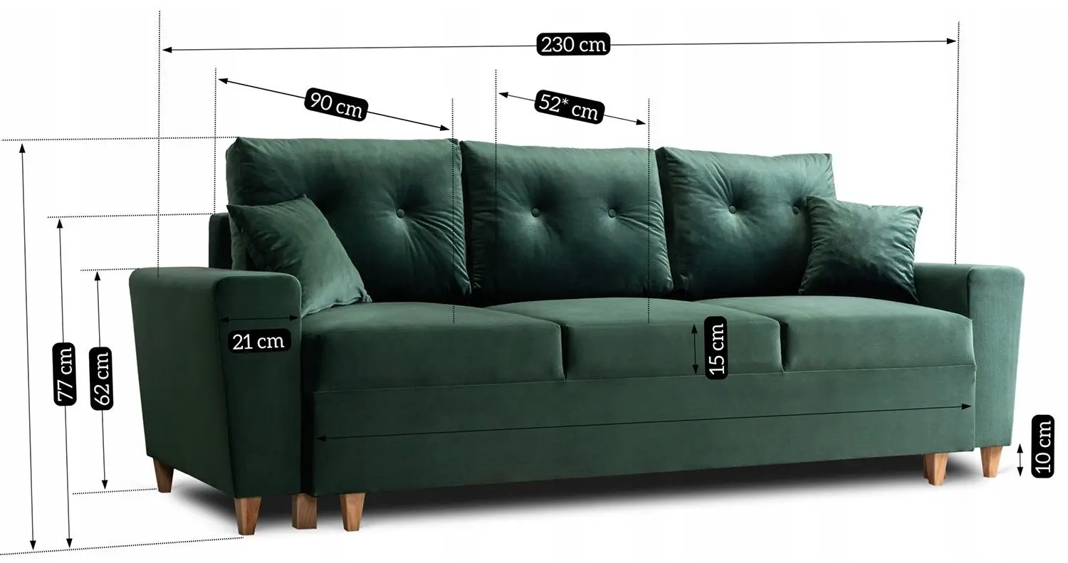 Диван Mebel Elite Emil Velluto 10 (Green/Natural Oak) - 2