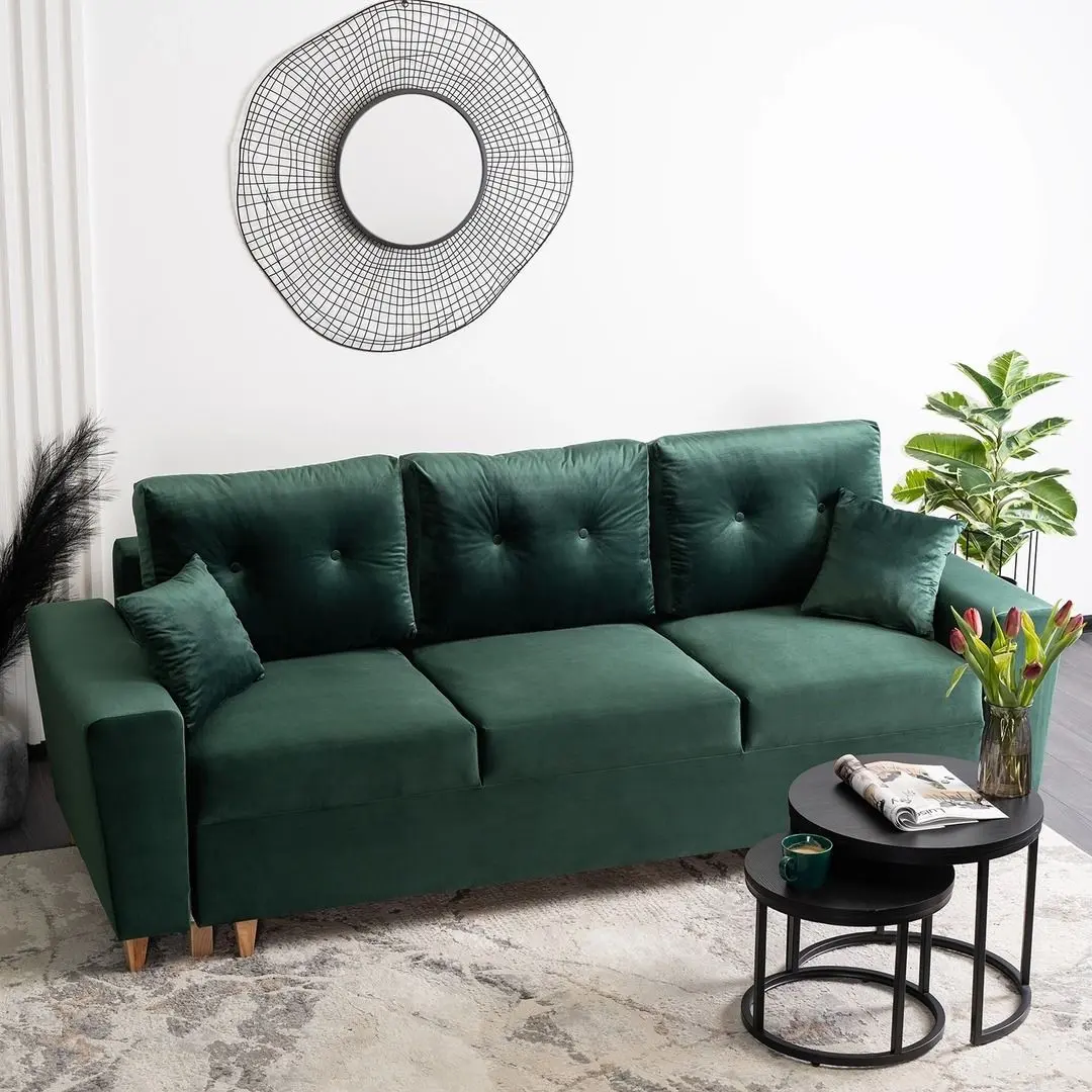 Диван Mebel Elite Emil Velluto 10 (Green/Natural Oak)