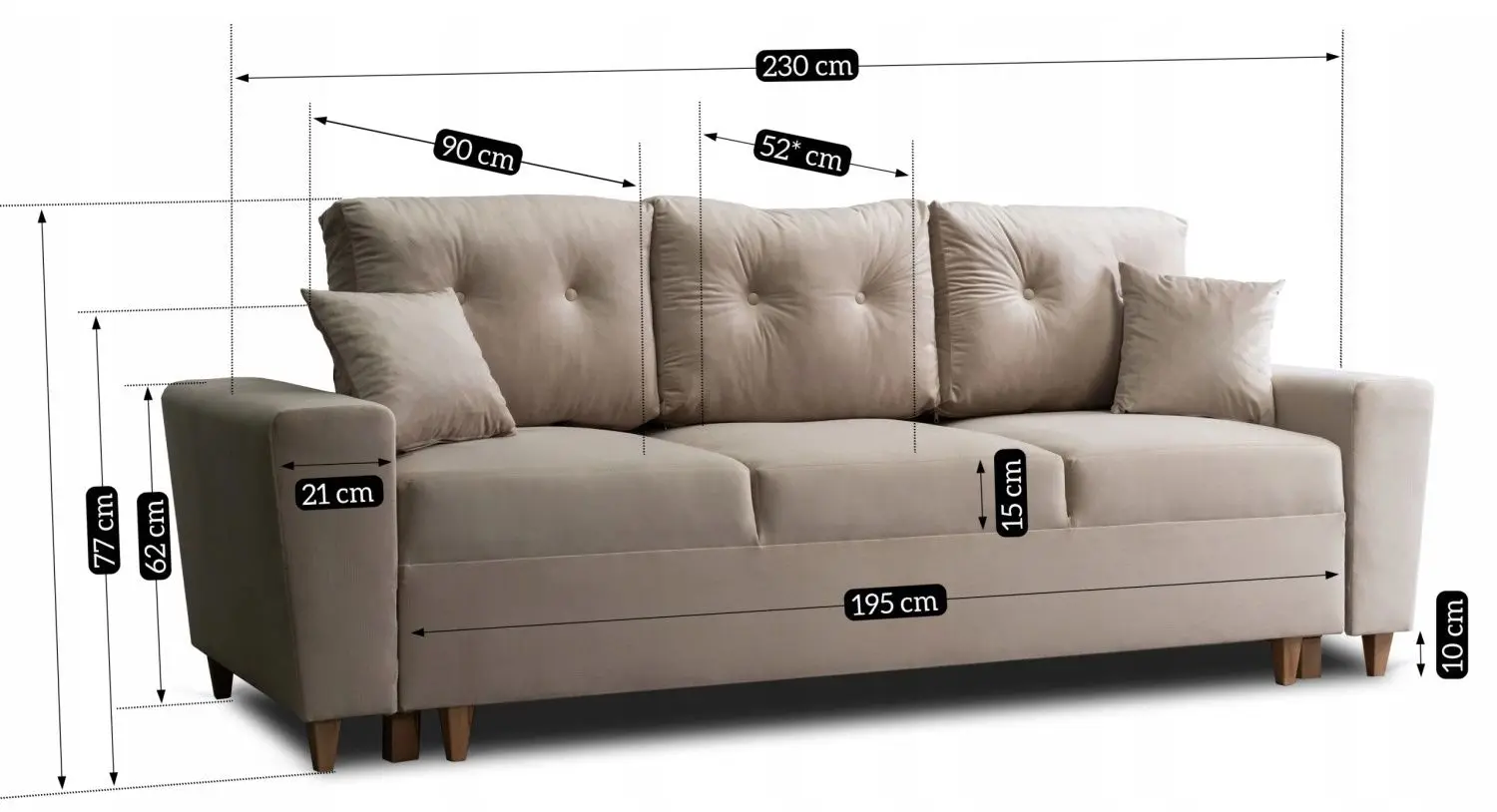 Диван Mebel Elite Emil Velutto 02 (Beige/Natural Oak) - 2