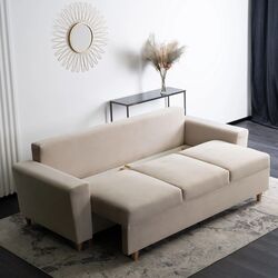 Диван Mebel Elite Emil Velutto 02 (Beige/Natural Oak) Thumb