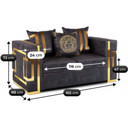 Диван Mebel Elite Pallazo 2S (Black/Gold) Thumb