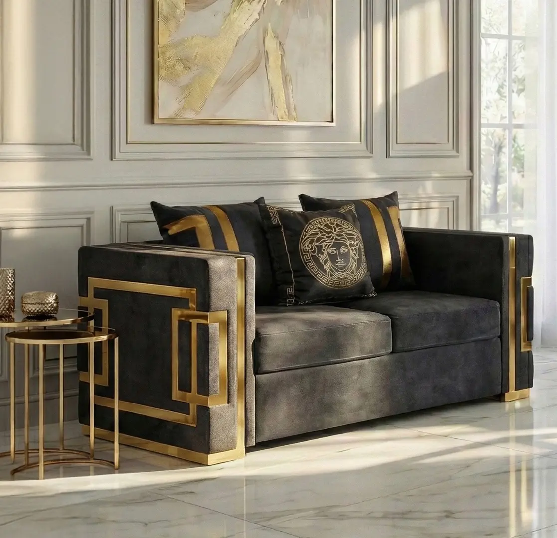 Диван Mebel Elite Pallazo 2S (Black/Gold)