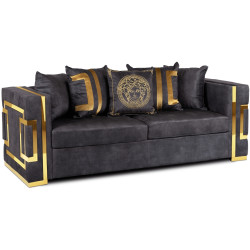 Диван Mebel Elite Pallazo 3S (Black/Gold) Thumb