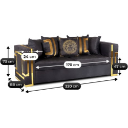 Диван Mebel Elite Pallazo 3S (Black/Gold) Thumb