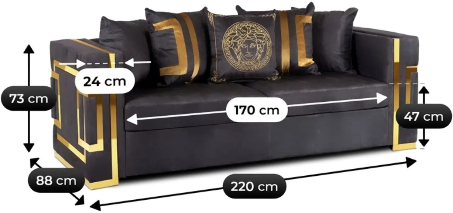 Диван Mebel Elite Pallazo 3S (Black/Gold) - 10