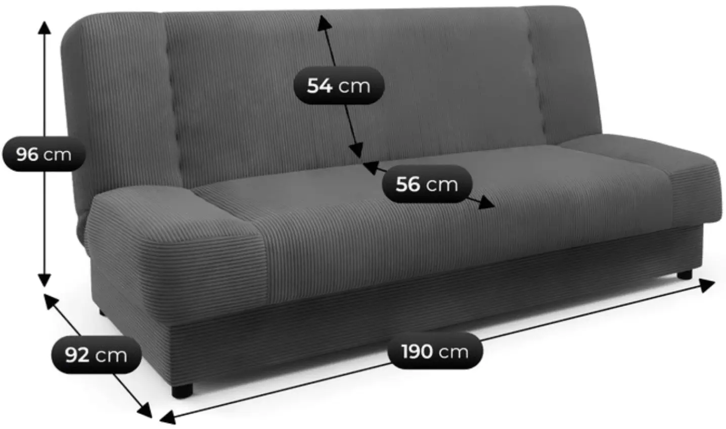Canapea Mebel Elite Piano Corduroy (Dark Grey) - 6