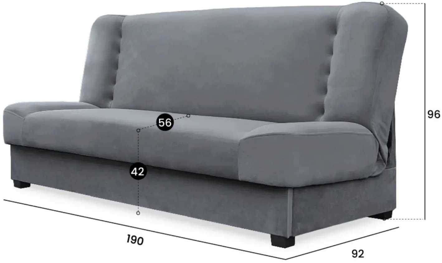 Canapea Mebel Elite Piano Velvet (Grey) - 4