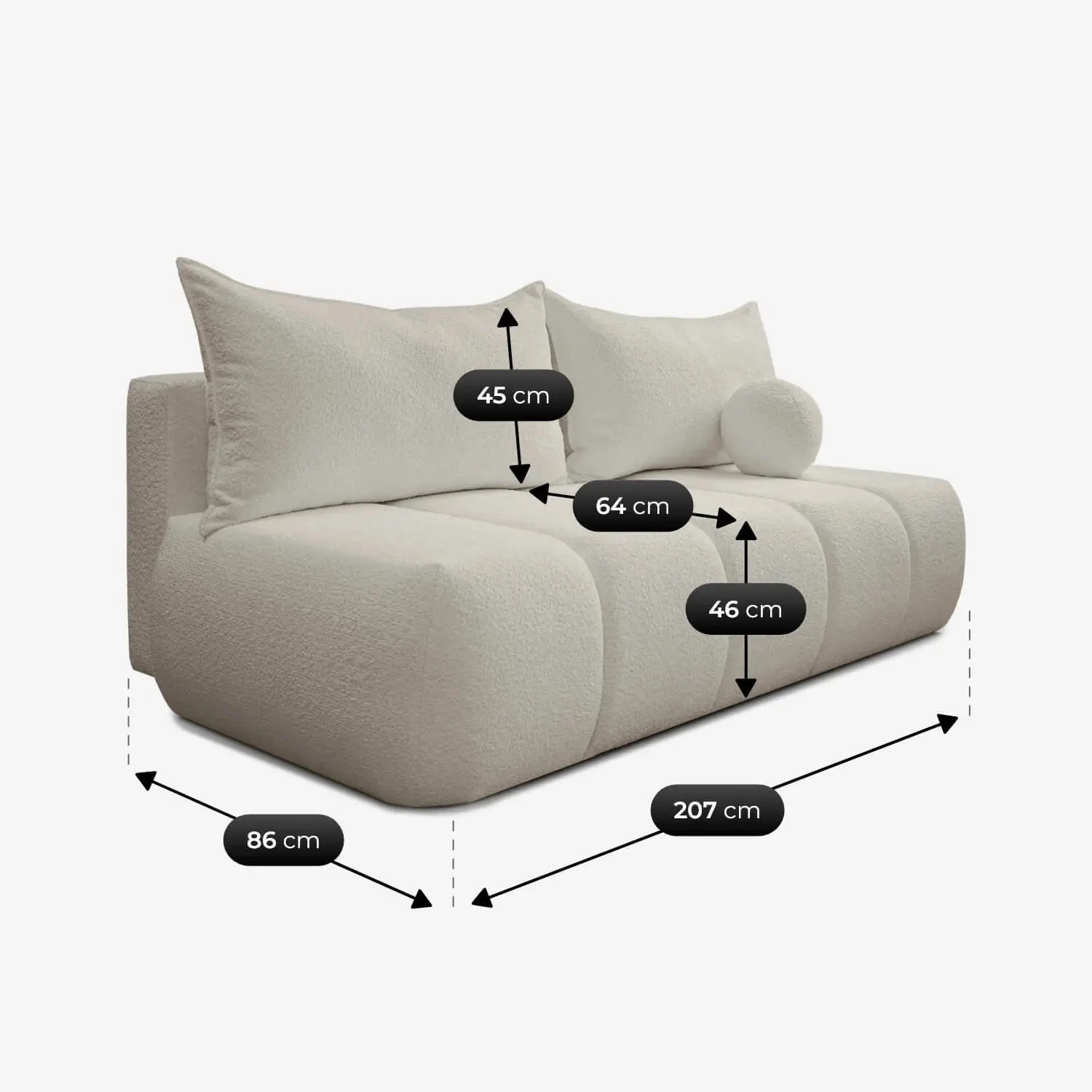 Диван Mebel Elite Saria Boucle (Cream) - 7