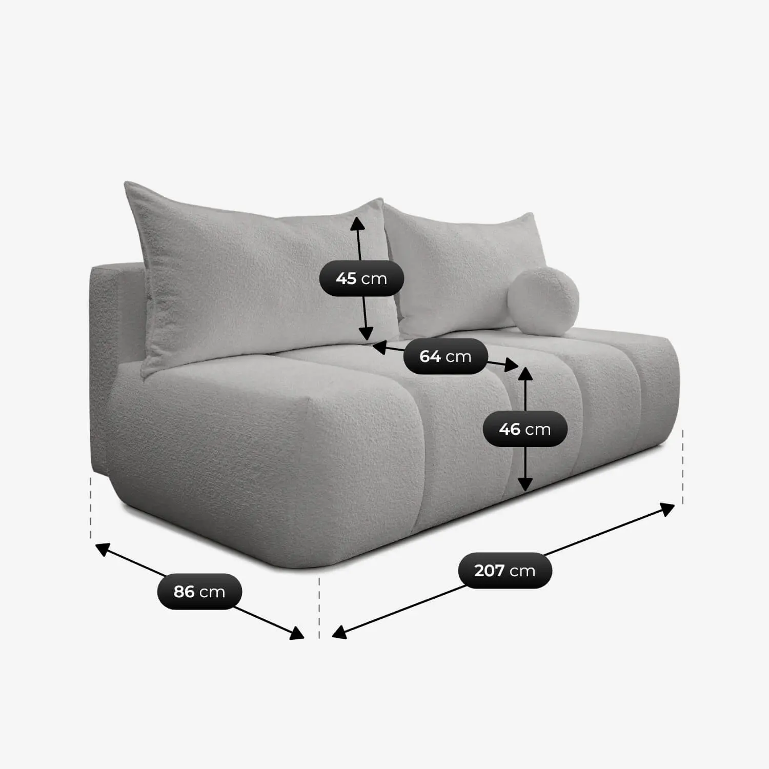 Диван Mebel Elite Saria Boucle (Grey) - 7