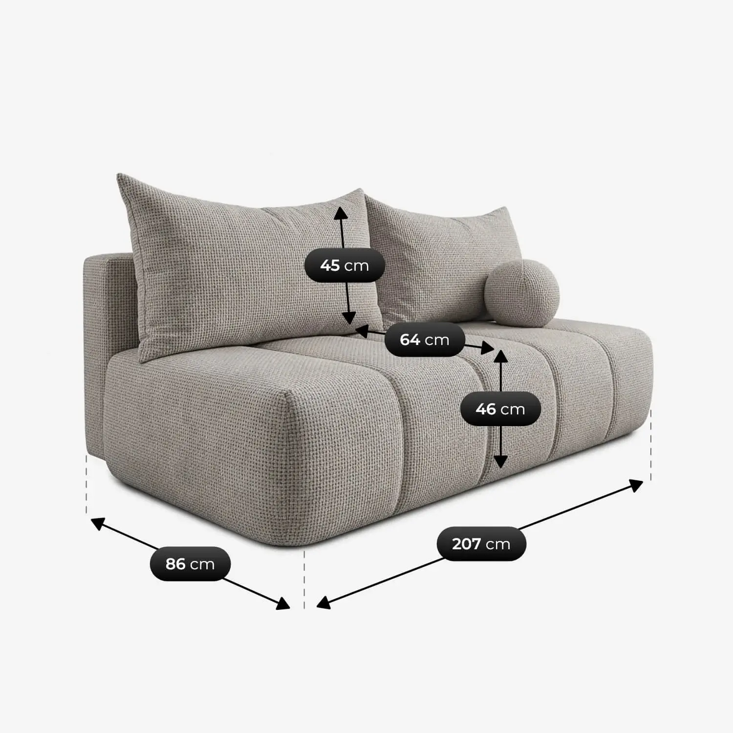 Canapea Mebel Elite Saria Chenille (Light Grey) - 7