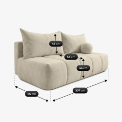 Canapea Mebel Elite Saria Velour (Cream) Thumb