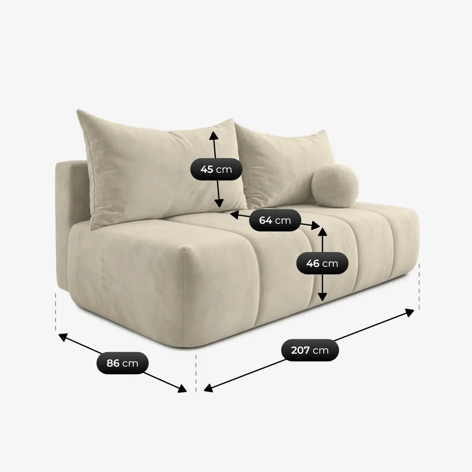 Canapea Mebel Elite Saria Velour (Cream) - 7