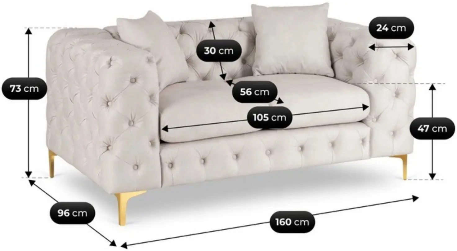 Диван Mebel Elite Sorrento 2S (Cream/Gold) - 6