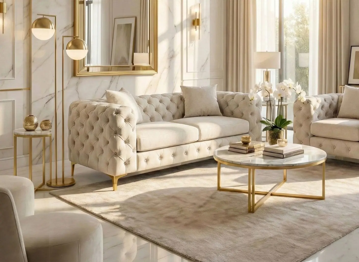 Диван Mebel Elite Sorrento 2S (Cream/Gold)