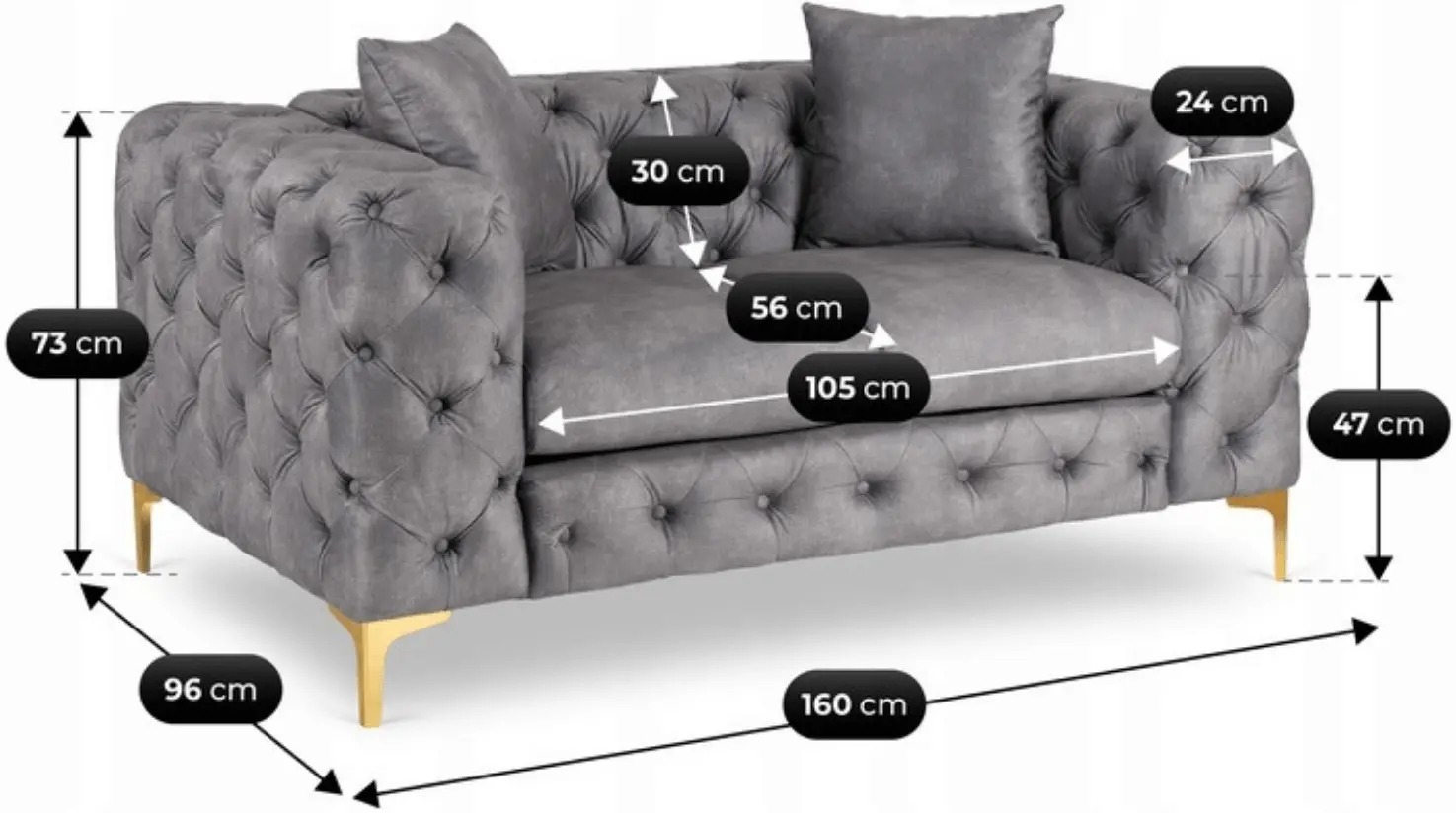 Диван Mebel Elite Sorrento 2S (Grey/Gold) - 9