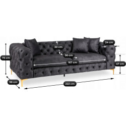 Диван Mebel Elite Sorrento 3S (Black/Gold) Thumb
