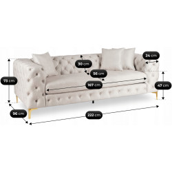 Диван Mebel Elite Sorrento 3S (Cream/Gold) Thumb