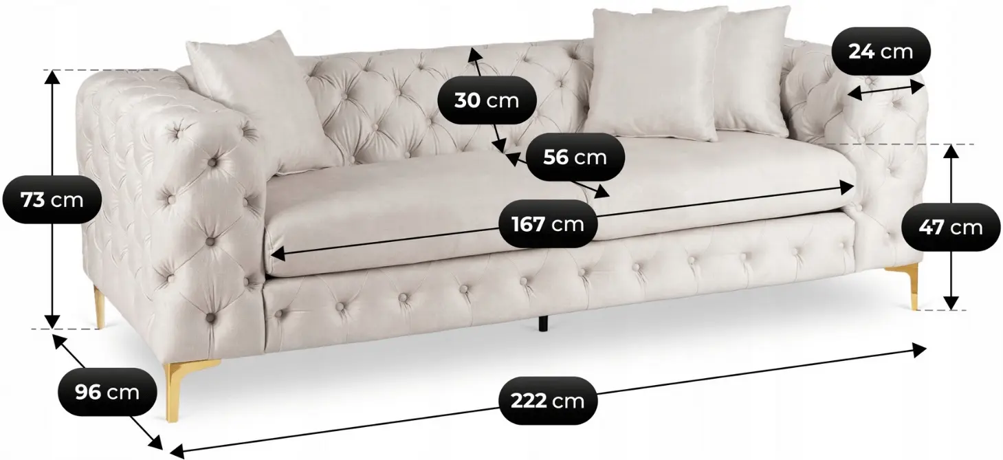 Диван Mebel Elite Sorrento 3S (Cream/Gold) - 9