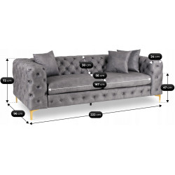 Диван Mebel Elite Sorrento 3S (Grey/Gold) Thumb