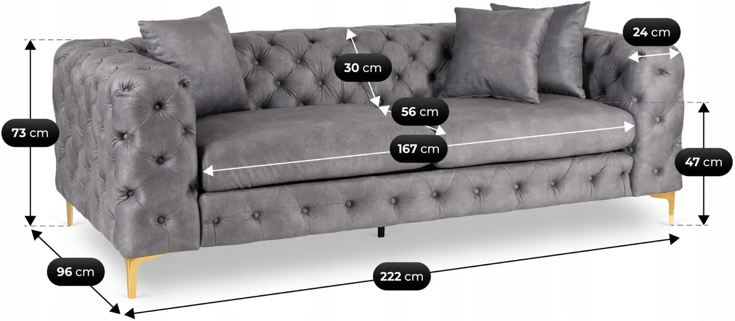 Диван Mebel Elite Sorrento 3S (Grey/Gold) - 9