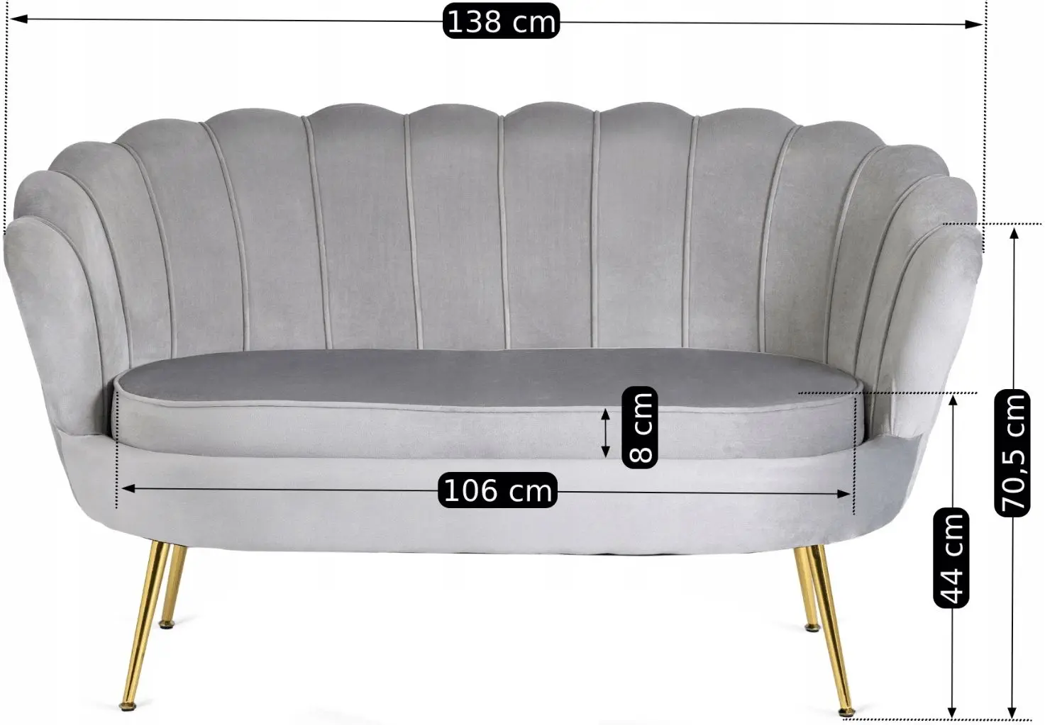 Диван Mebel Elite Zendaya (Grey/Gold)