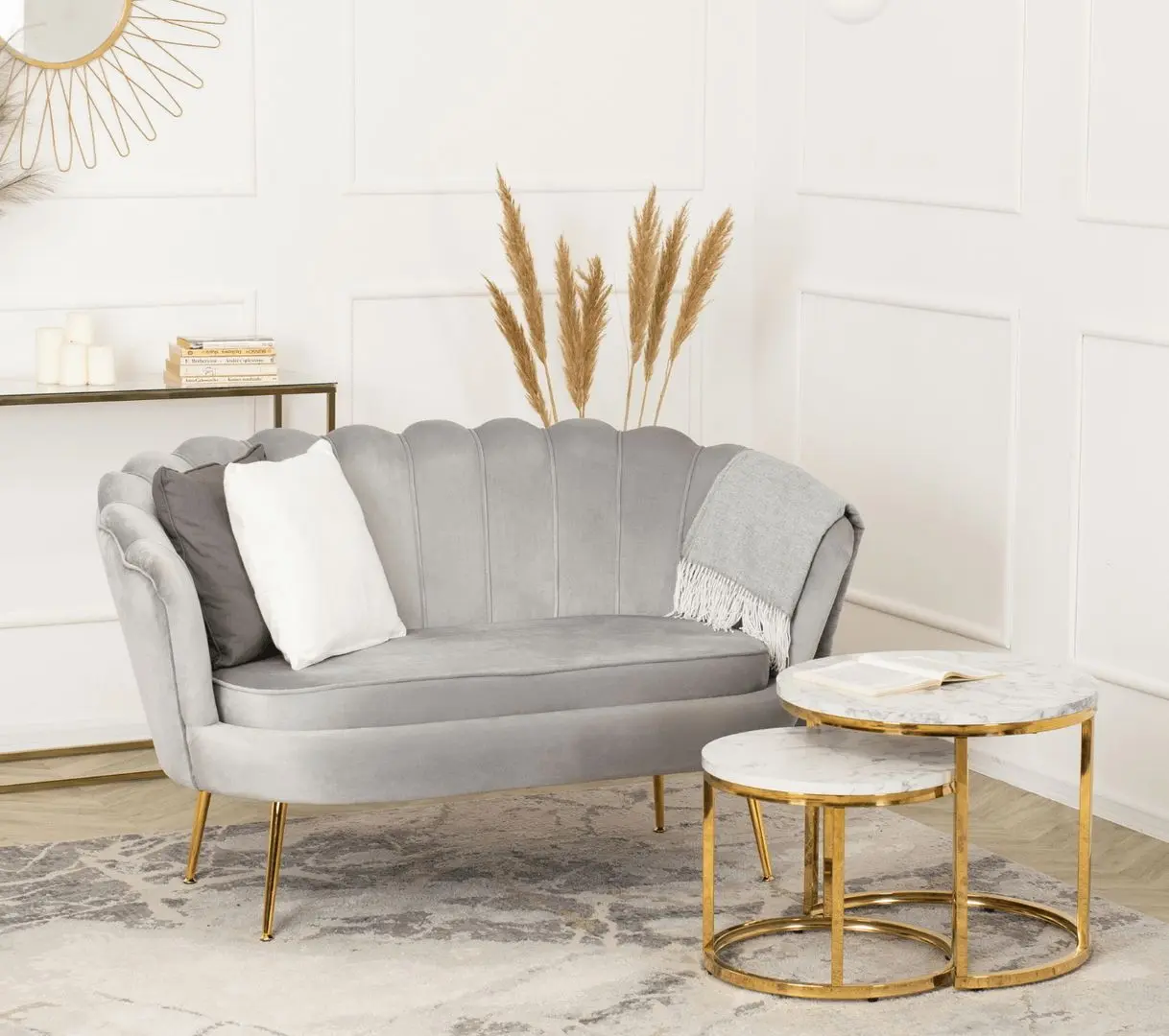 Диван Mebel Elite Zendaya (Grey/Gold)