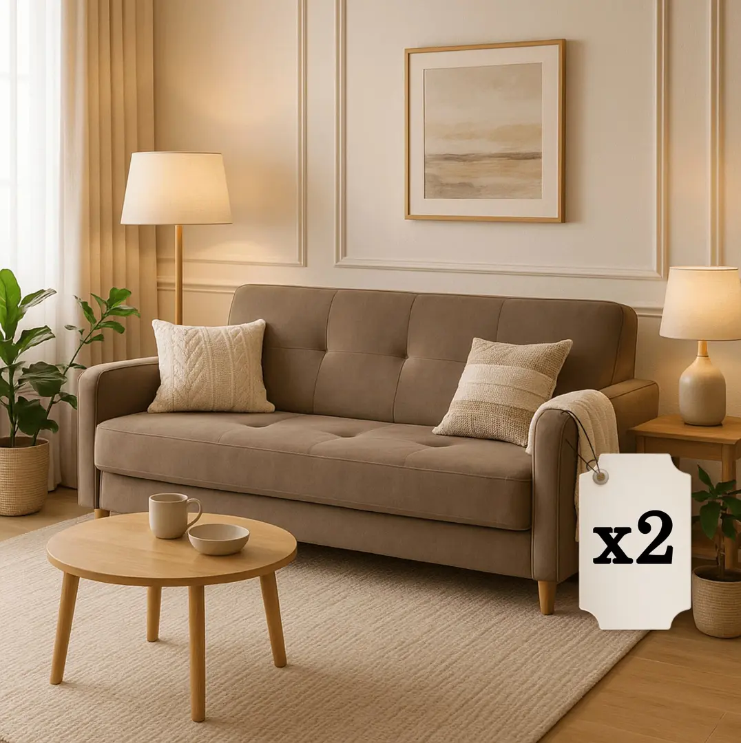 Set de canapele 2buc Mebel Elite Cuba Paros 3 (Beige)